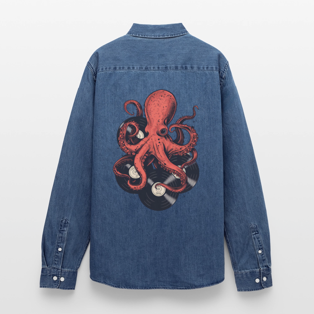 Vinyl Octopus – Denim Edition - Stanley/Stella Denim Hemd - verwaschenes Mittelblau 