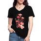 Zarte Korallen Blumen - Klassisches Frauen-T-Shirt mit V-Ausschnitt - Schwarz