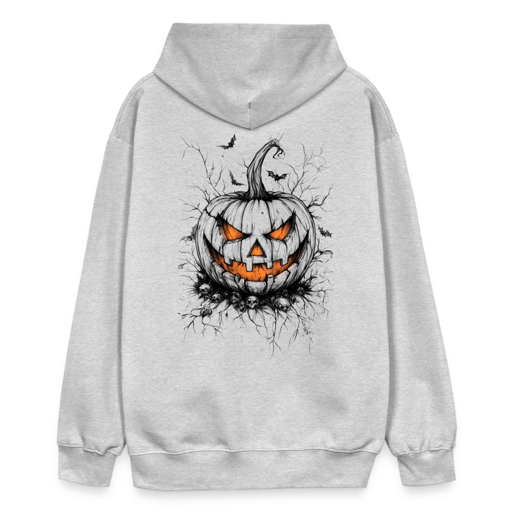 Gruseliger Horror Kürbis - Halloween Motiv - Gildan Unisex Softstyle® Midweight Hoodie - Hellgrau meliert