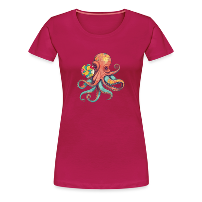 Lustiger Comic Oktopus mit Lollipop - Frauen Premium T-Shirts - by Artful Alchemist