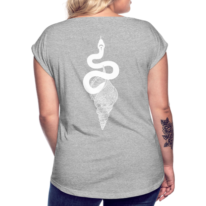 Kosmosschlange im Schneckenhaus - Frauen Shirt mit gerollten Ärmeln - by Artful Alchemist