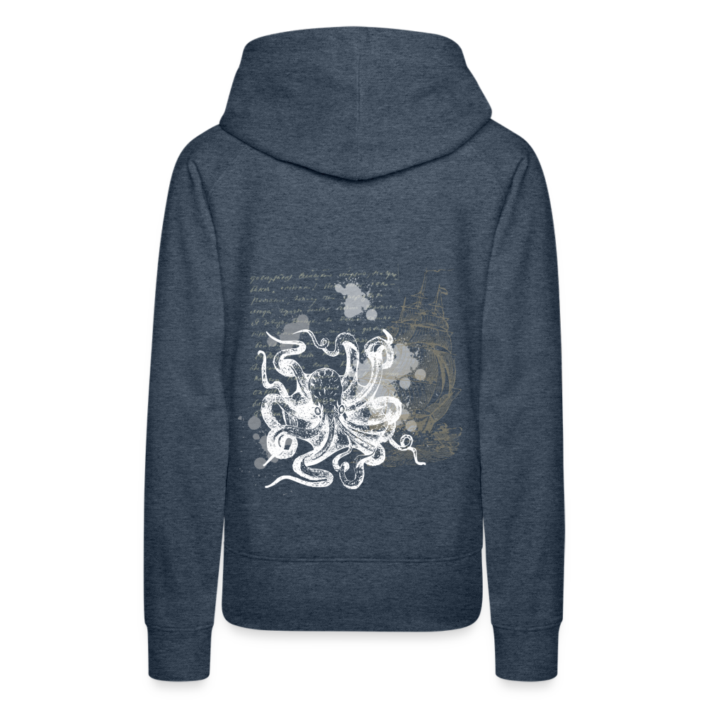 Vintage Steampunk Oktopus Motiv - Frauen Premium Hoodie - Jeansblau