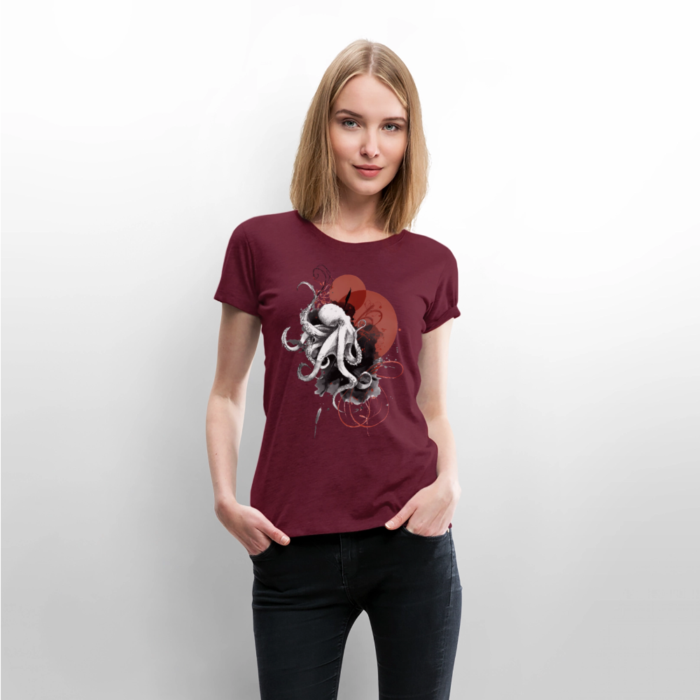 Oktopus Design – Tiefsee trifft Kunst - Frauen Premium Bio T-Shirt - Burgunderrot
