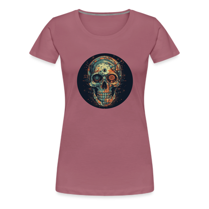 Retro Futuristischer Totenkopf Skull Cyborg- Frauen Premium T-Shirt - by Artful Alchemist