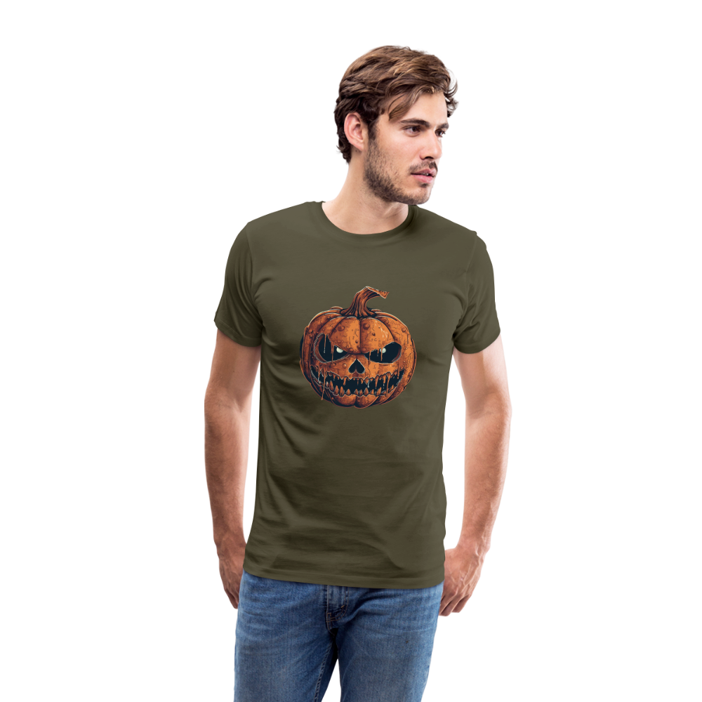 Gruseliger Horror Kürbis -Happy Halloween - Männer Premium T-Shirt - Khaki