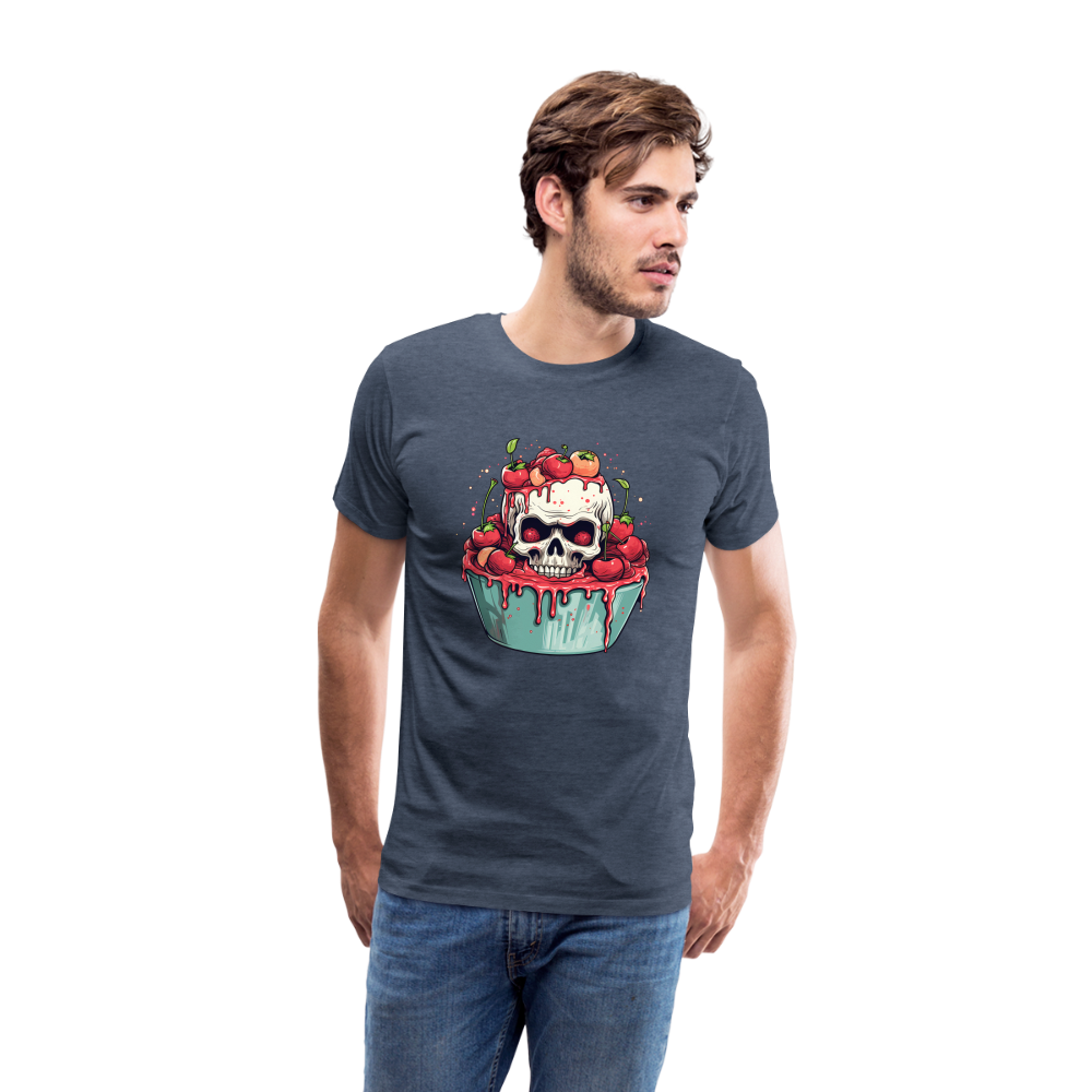 Gruseliges Horror Kirschtörtchen - Happy Halloween - Männer Premium T-Shirt - Blau meliert