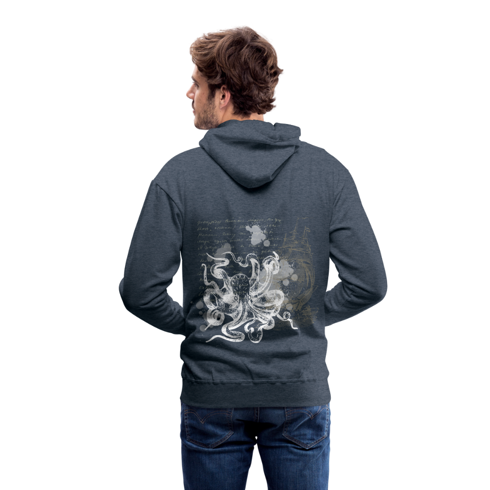 Vintage Steampunk Oktopus Motiv - Männer Premium Hoodie - Jeansblau