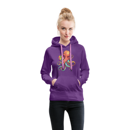 Lustiger Comic Oktopus mit Lollipop - Frauen Premium Hoodie - by Artful Alchemist