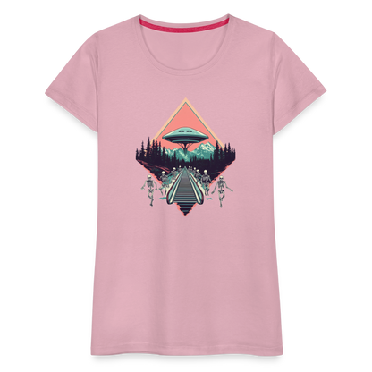 Retro UFO 80er Jahre Motiv - Frauen Premium T-Shirt - by Artful Alchemist