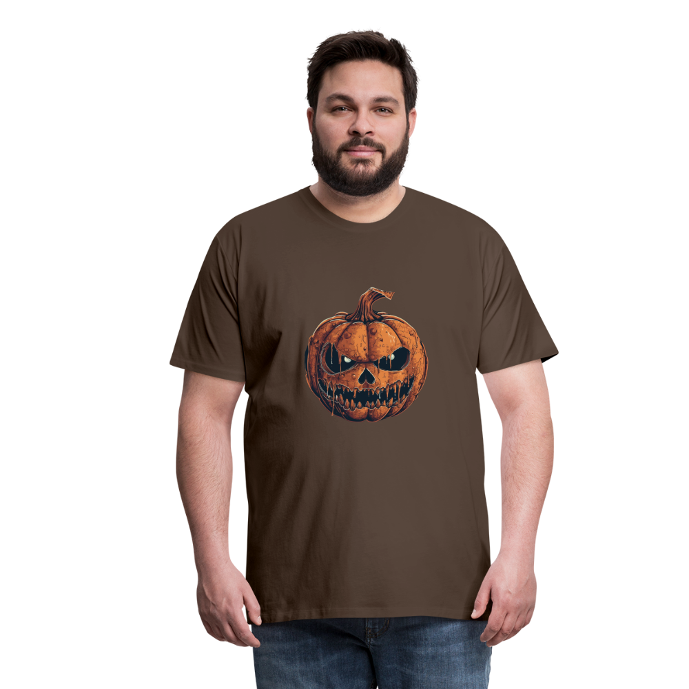 Gruseliger Horror Kürbis -Happy Halloween - Männer Premium T-Shirt - Edelbraun