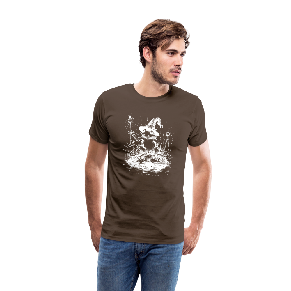 Magischer Frosch mit Zauberhut und Zauberstab - Männer Premium T-Shirt - Edelbraun