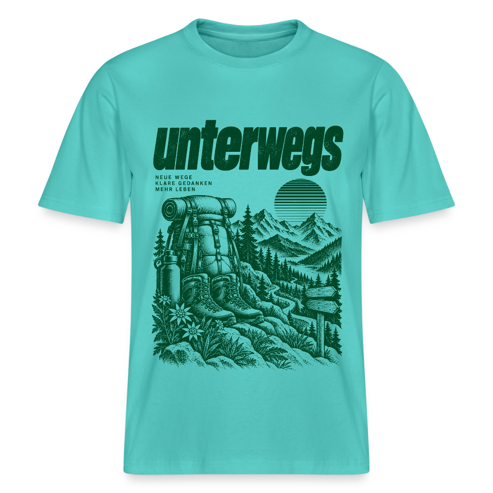 Unterwegs – RELAXED FIT Unisex Organic T-Shirt - Poolblau