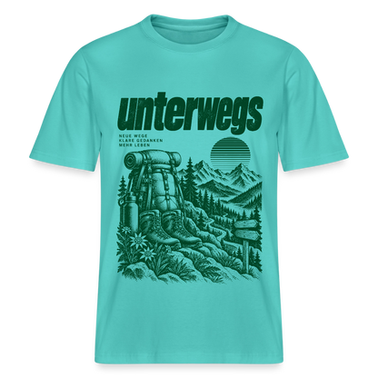Unterwegs – RELAXED FIT Unisex Organic T-Shirt - Poolblau