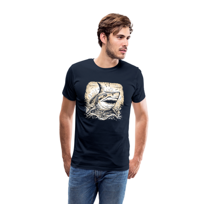 Cooler Retro Hai - Männer Premium T-Shirts - by Artful Alchemist
