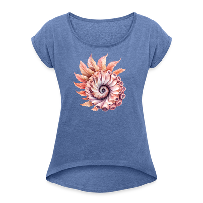 Fedriger Tentakel Nautilus - Goldener Schnitt - Frauen T-Shirt mit gerollten Ärmeln - by Artful Alchemist