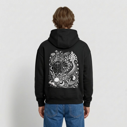 Nature Spiral – Oversized Heavyweight Unisex Hoodie - Schwarz