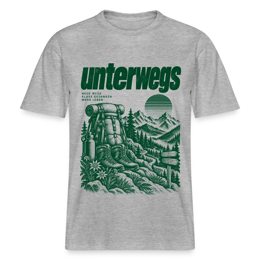 Unterwegs – RELAXED FIT Unisex Organic T-Shirt - Grau meliert