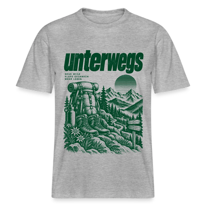 Unterwegs – RELAXED FIT Unisex Organic T-Shirt - Grau meliert
