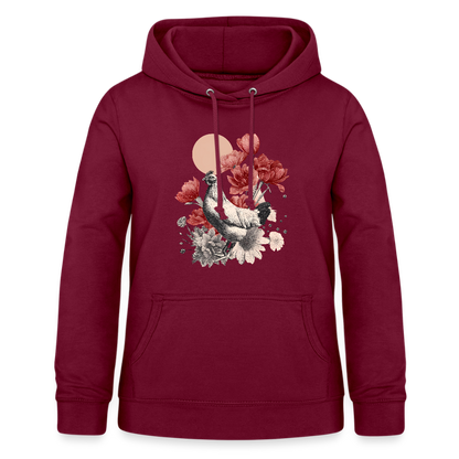 Vintage Boho Blossom Chicken - Frauen Hoodie - by Artful Alchemist