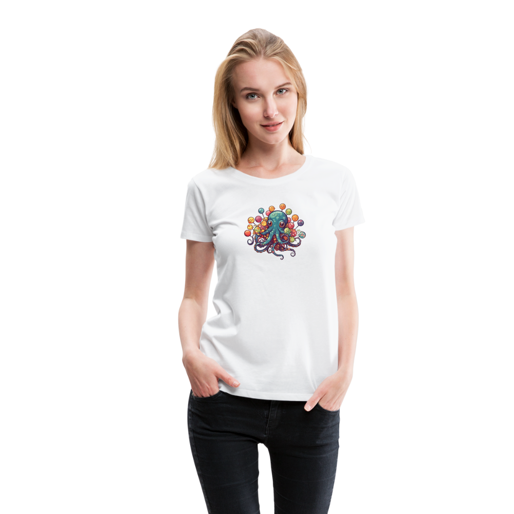 Lustiger Comic Oktopus mit Lollipops - Frauen Premium T-Shirts - Weiß