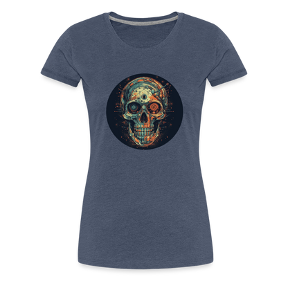 Retro Futuristischer Totenkopf Skull Cyborg- Frauen Premium T-Shirt - by Artful Alchemist