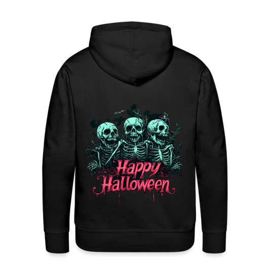 Gruselige Skelette, pink "Happy Halloween" - Männer Premium Hoodie - Schwarz