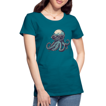 Nerdy Comic Oktopus mit Brille - Frauen Premium T-Shirts - by Artful Alchemist