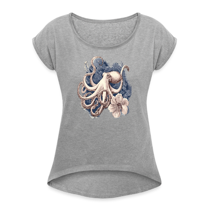 Vintage Oktopus - Frauen T-Shirt mit gerollten Ärmeln - by Artful Alchemist