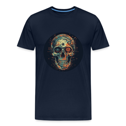 Retro Futuristischer Totenkopf Skull Cyborg- Männer Premium T-Shirt - by Artful Alchemist