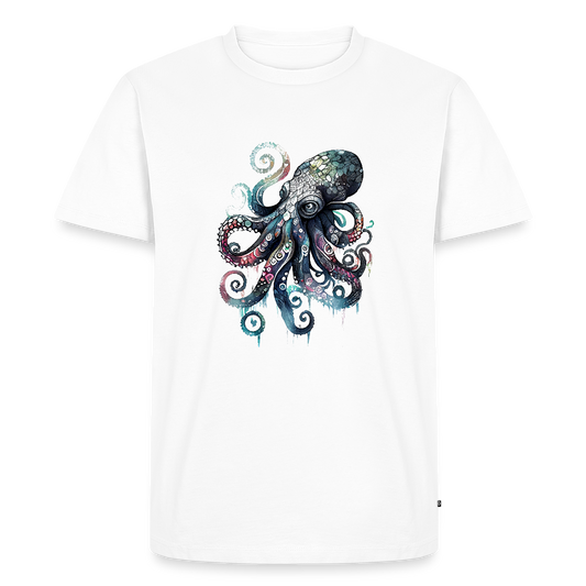 Cooler Wasserfarben Aquarell Oktopus  - Männer Premium T-Shirt - Weiß