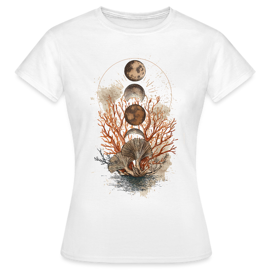 Coral Moons – Die Kraft der Gezeiten auf Stoff - Frauen T-Shirt - Weiß