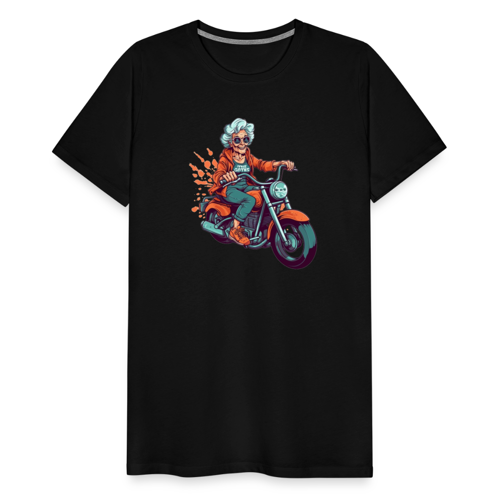 Coole alte Biker Oma - Motorrad Omi  - Männer T-Shirt - Schwarz