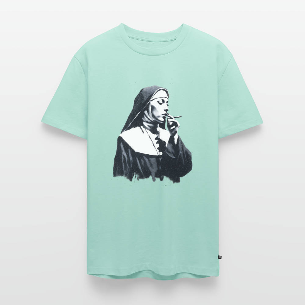Street Art Nonne rauchend - Männer Premium T-Shirt - Mint 