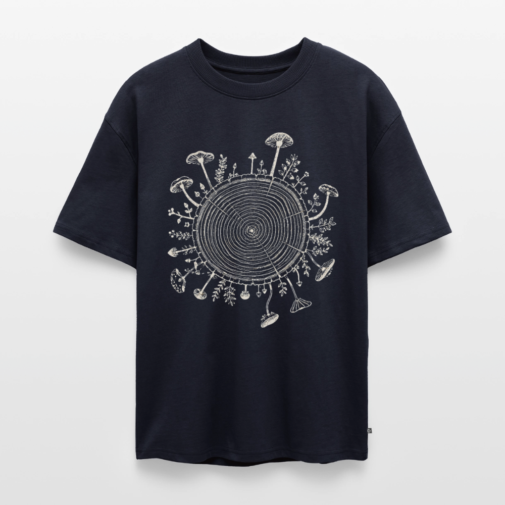 Baumringe & Pilze - Unisex Premium Oversized Bio T-Shirt - Navy