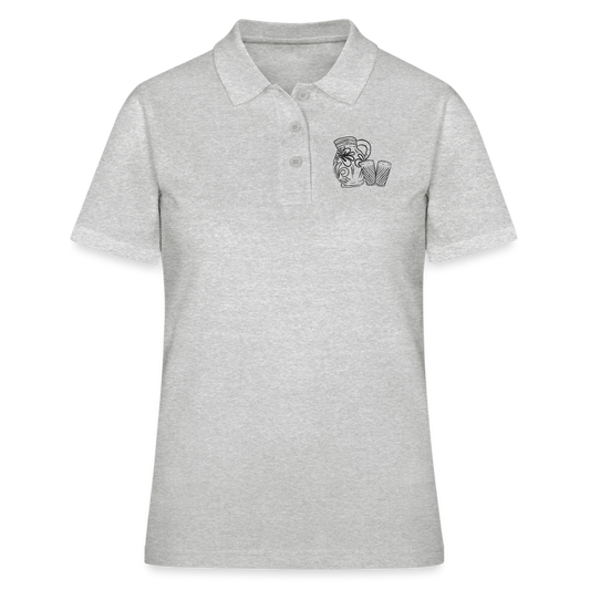 Bembel mit Gläsern  - Hessisch Mundart - Frauen Premium Poloshirt - Grau meliert