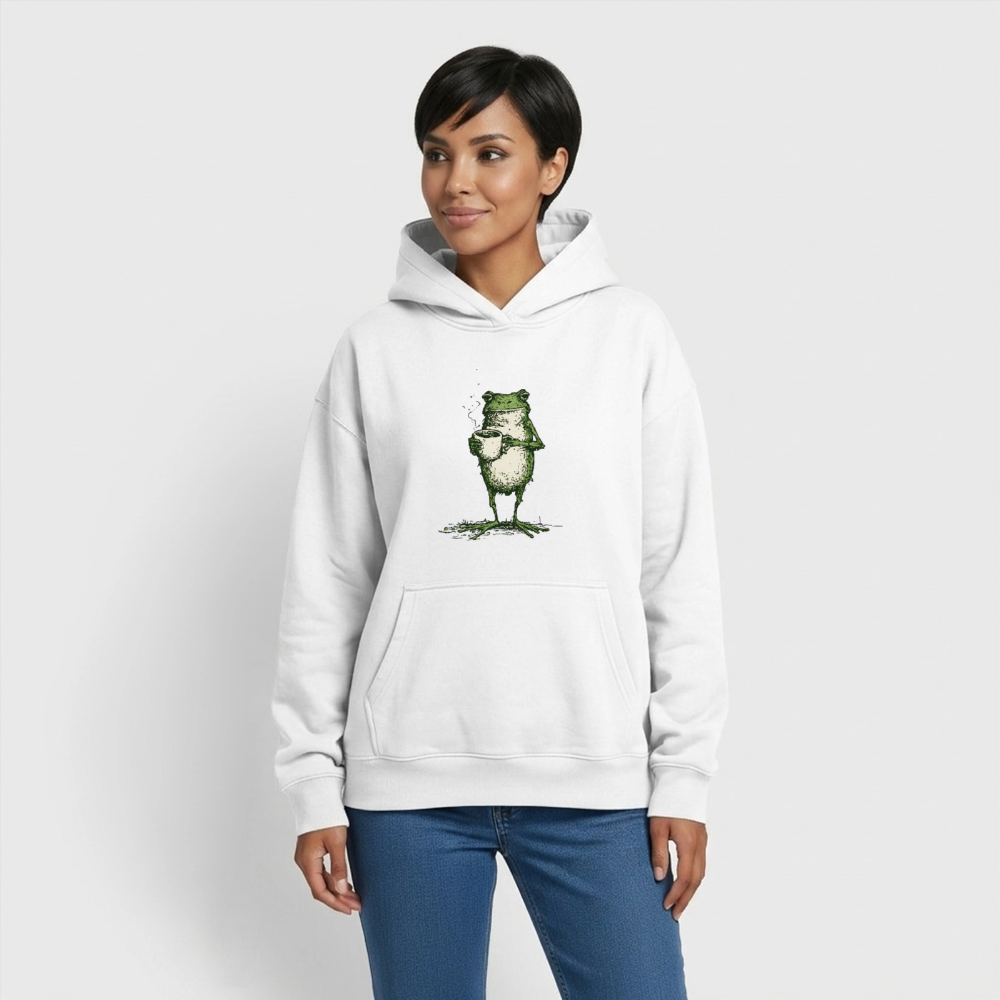 Coffee Frog – Oversized Heavyweight Unisex Hoodie - Weiß