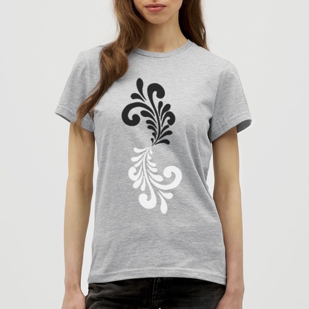 Bembel Ornamente schwarz/weiß - Frauen T-Shirt - Grau meliert