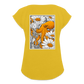 Vintage Oktopus im Blumenmeer - Frauen T-Shirt mit gerollten Ärmeln - Senfgelb