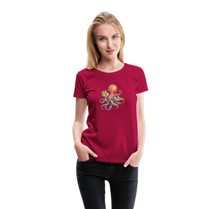 Lustiger Comic Oktopus mit Lollipop - Frauen Premium T-Shirts - by Artful Alchemist