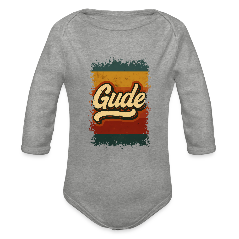 „Gude“ – Retro Look aus Hessen - Baby Bio-Langarm-Body - Grau meliert