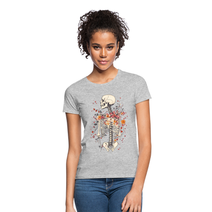 Skelett mit zarten Blumen im Boho Look - Frauen T-Shirt - by Artful Alchemist
