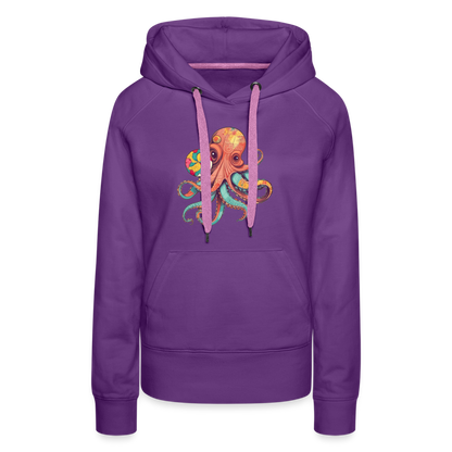 Lustiger Comic Oktopus mit Lollipop - Frauen Premium Hoodie - by Artful Alchemist