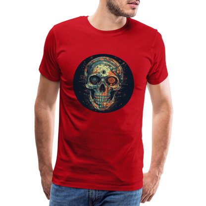 Retro Futuristischer Totenkopf Skull Cyborg- Männer Premium T-Shirt - by Artful Alchemist