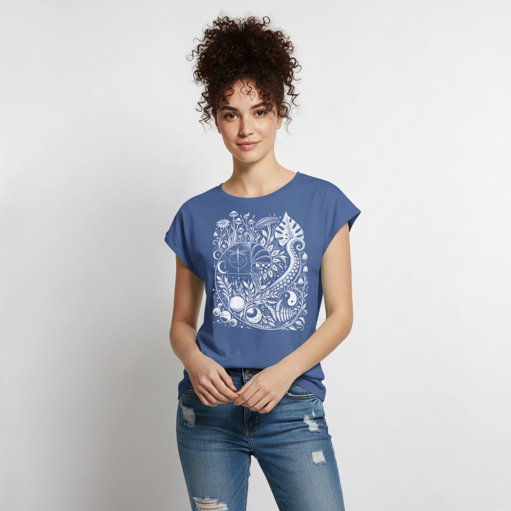 Nature Spiral – Frauen T-Shirt mit gerollten Ärmeln - Taubenblau