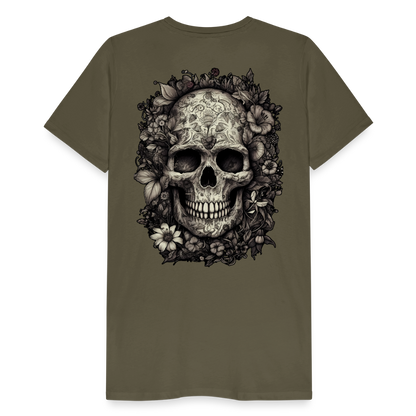 Boho Totenkopf mit Tattoos und Blumen - Männer Premium T-Shirt - by Artful Alchemist