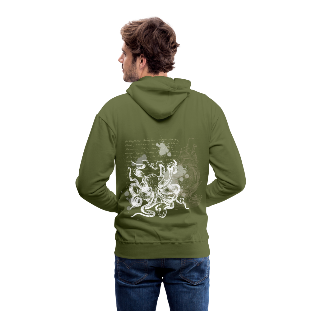 Vintage Steampunk Oktopus Motiv - Männer Premium Hoodie - Olivgrün