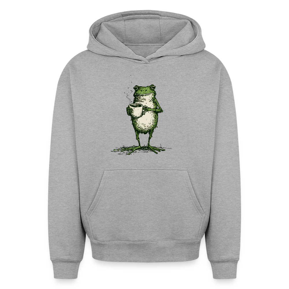 Coffee Frog – Oversized Heavyweight Unisex Hoodie - Grau meliert