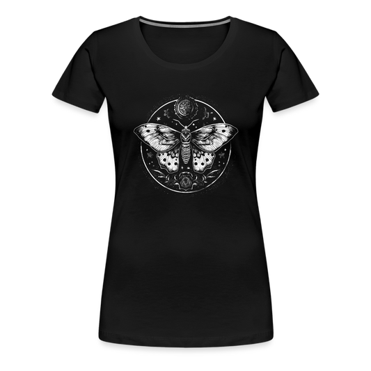 Mystische Motte, Falter mit magischen Details - Women Premium T-Shirt - Schwarz