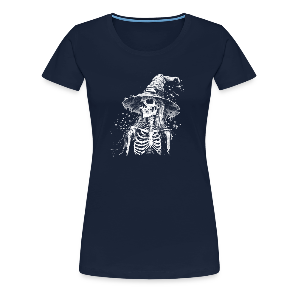 Düstere Skelett Hexe mit Hexenhut - Frauen Premium T-Shirt - Navy