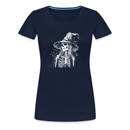 Düstere Skelett Hexe mit Hexenhut - Frauen Premium T-Shirt - by Artful Alchemist